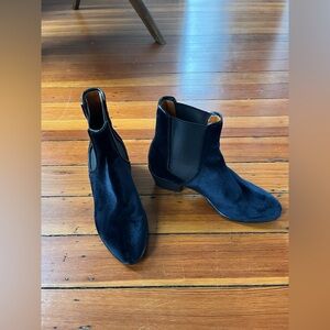 Carl Scarpa Navy Blue Velvet Boots